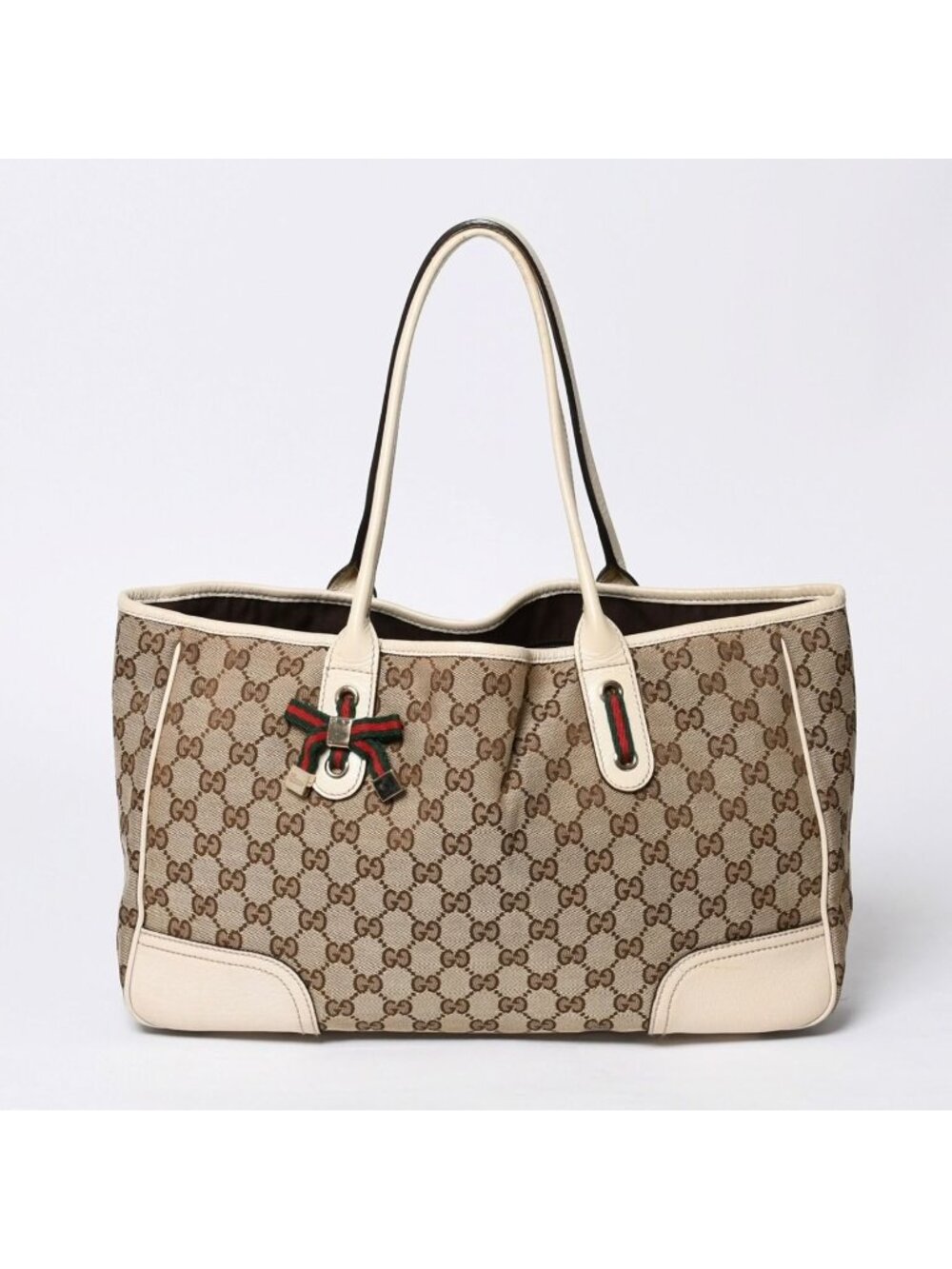 Gucci Handbag GG Canvas Sherry Line Leather Beige